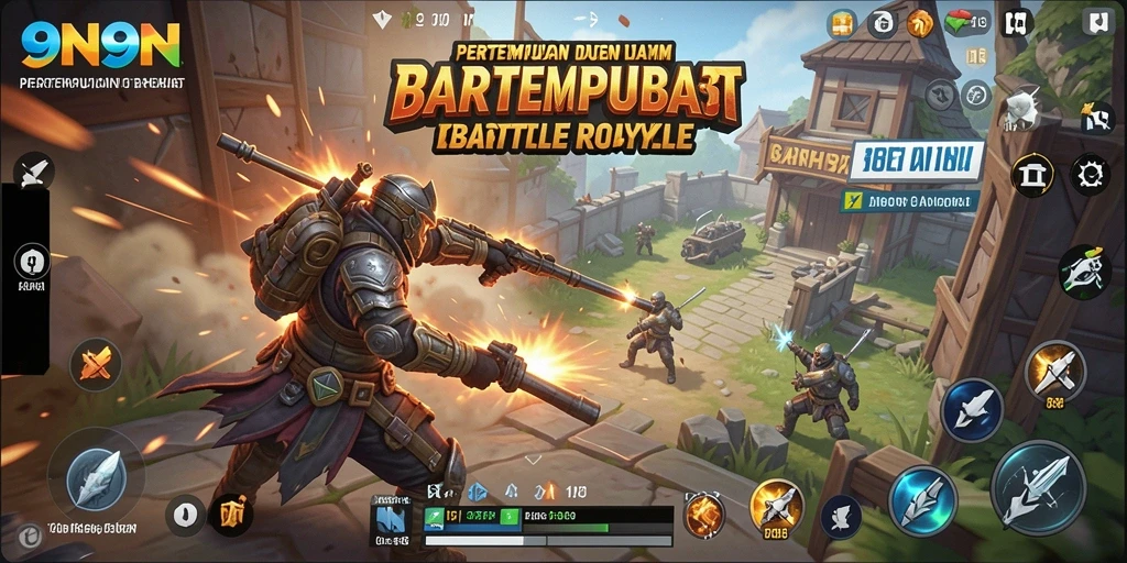 Gameplay mendebarkan di arena Battle Royale 9N9N.