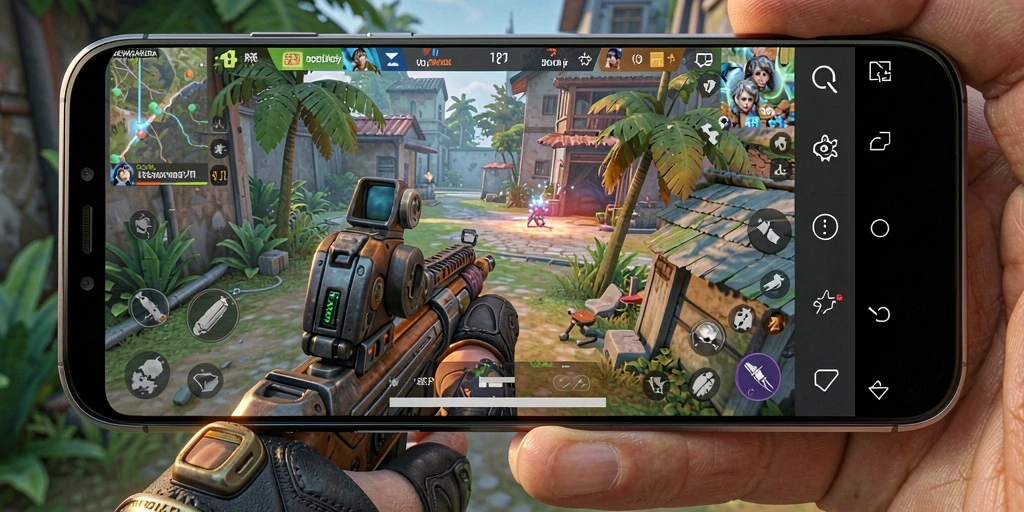 Screenshot gameplay DEWAGARUDA yang menampilkan aksi pertempuran FPS.