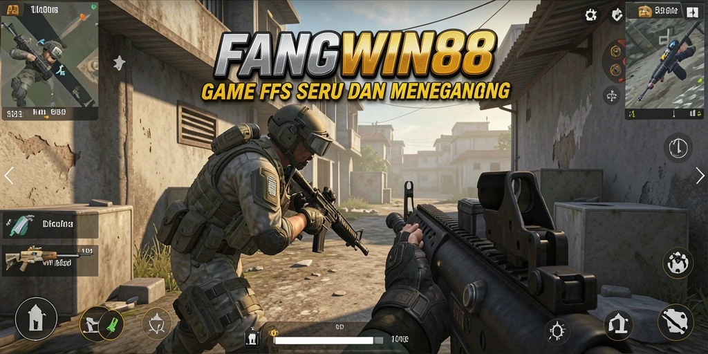Screenshot FANGWIN88 menampilkan aksi tembak-menembak yang intens.