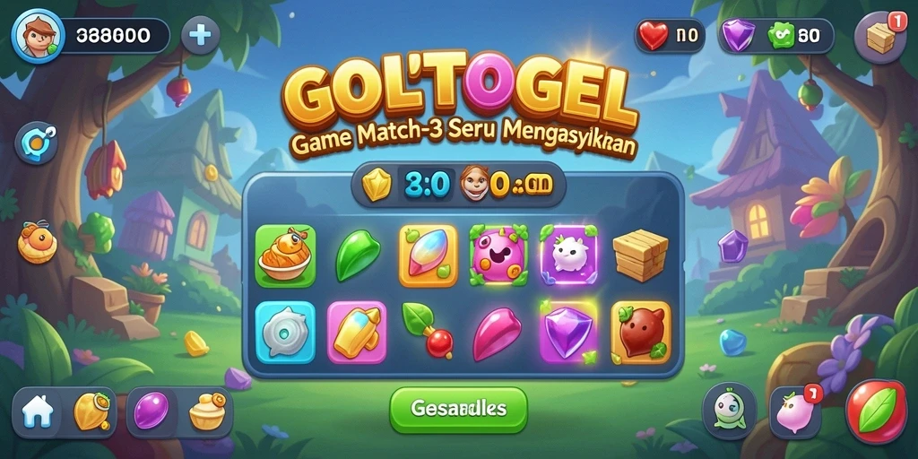Screenshot gameplay GOLTOGEL yang penuh warna dan menarik.