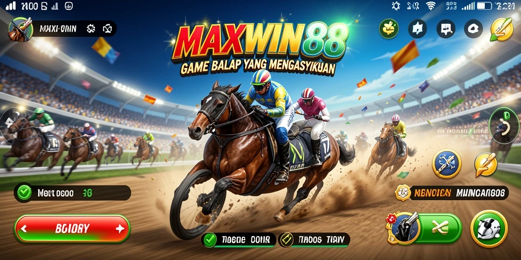 Tampilan gameplay <strong>MAXWIN88</strong> yang memukau saat balapan.