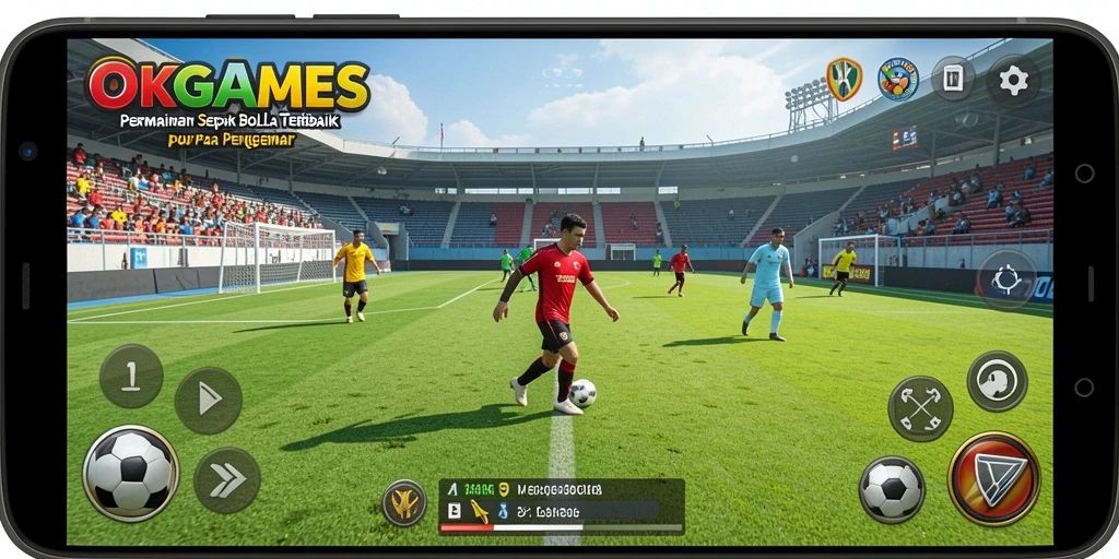 Tampilan gameplay seru di OKGAMES dengan aksi sepak bola mendebarkan.