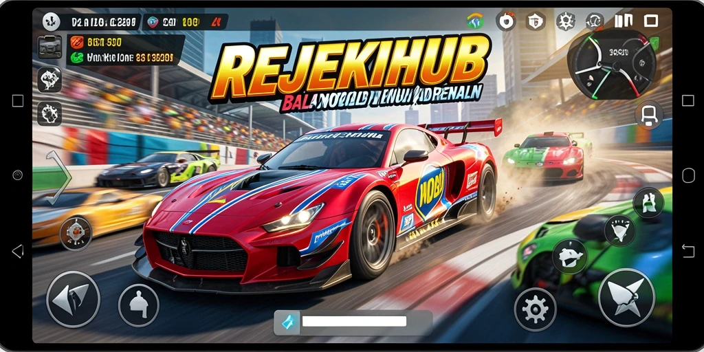Gameplay seru dan menantang dari REJEKIHUB dengan mobil balap yang cepat.