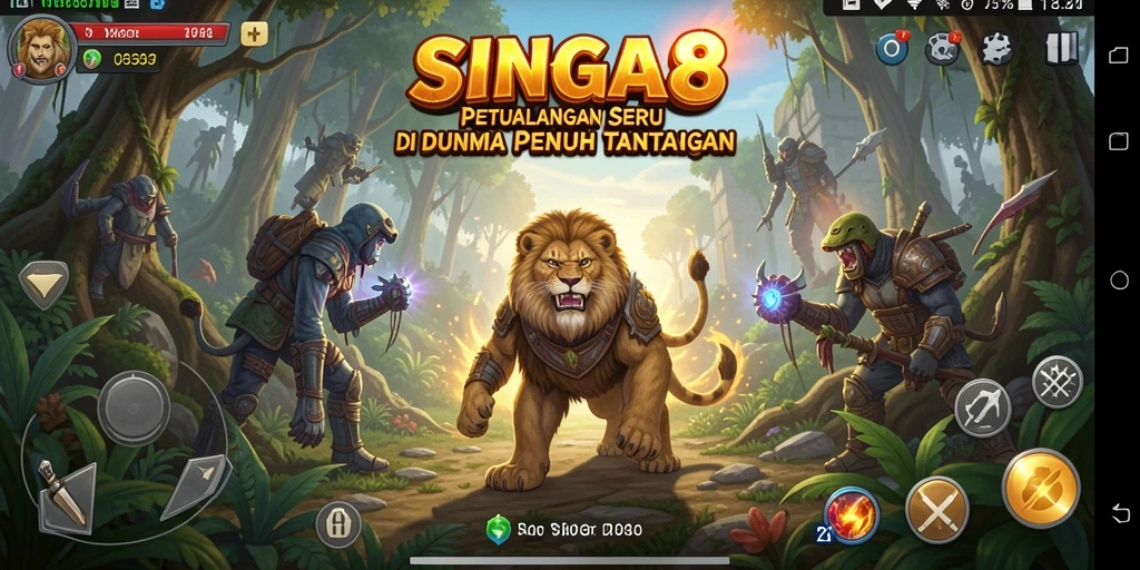 Screenshot gameplay SINGA8 menampilkan petualangan penuh aksi.