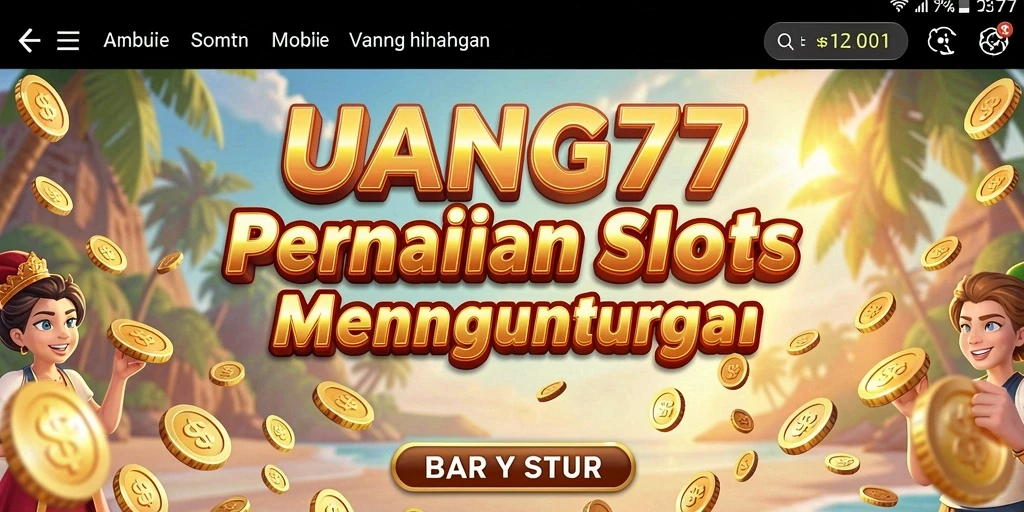 Tampilan utama gameplay Slot UANG77 dengan grafis menarik dan fitur bonus.